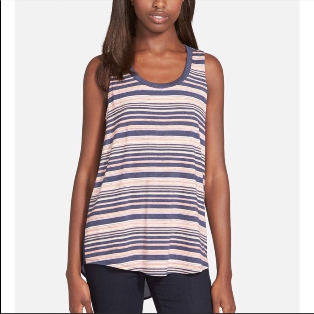 3/$20 Harlowe & Graham Striped mixed media Tank